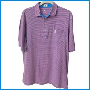 Johnnie-O Hangin' Out Mens Polo Shirt Sz. Medium Striped Cotton Pocket Golf